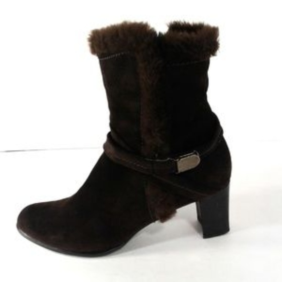 Stuart Weitzman Shoes - STUART WEITZMAN Brown Suede Leather Faux Fur Boots